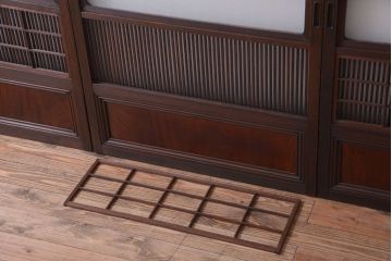古民具・骨董　裏障子付き!ダイヤガラス帯のアンティーク格子戸4枚セット