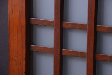古民具・骨董　古い木製のすりガラス入り格子帯戸3枚セット(ガラス帯戸)