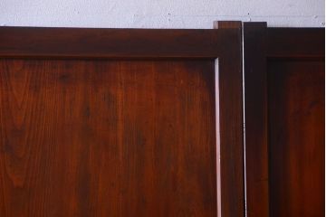 古民具・骨董　古い木製のすりガラス入り格子帯戸3枚セット(ガラス帯戸)