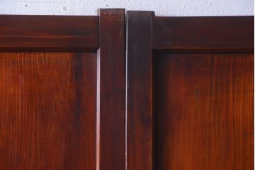 古民具・骨董　古い木製のすりガラス入り格子帯戸3枚セット(ガラス帯戸)