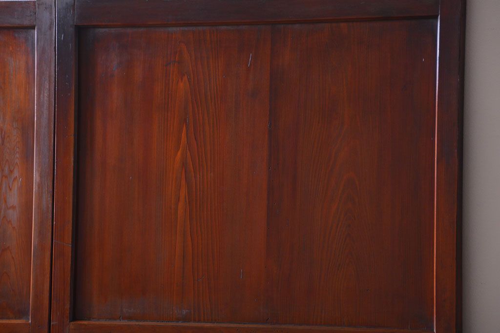 古民具・骨董　古い木製のすりガラス入り格子帯戸3枚セット(ガラス帯戸)