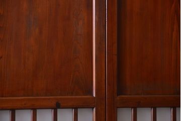 古民具・骨董　古い木製のすりガラス入り格子帯戸3枚セット(ガラス帯戸)