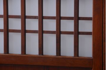 古民具・骨董　古い木製のすりガラス入り格子帯戸3枚セット(ガラス帯戸)