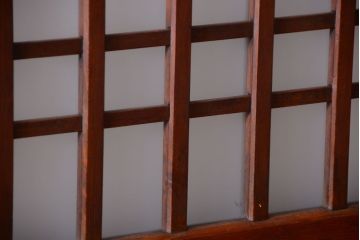 古民具・骨董　古い木製のすりガラス入り格子帯戸3枚セット(ガラス帯戸)