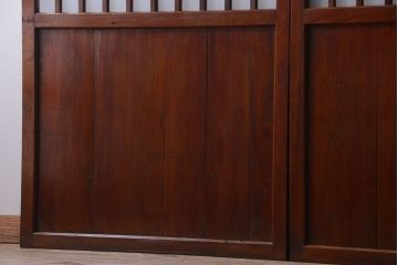 古民具・骨董　古い木製のすりガラス入り格子帯戸3枚セット(ガラス帯戸)