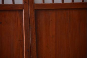 古民具・骨董　古い木製のすりガラス入り格子帯戸3枚セット(ガラス帯戸)