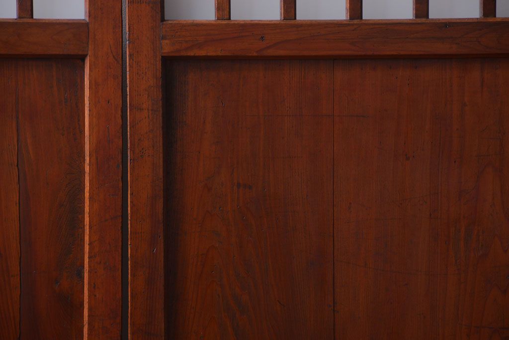 古民具・骨董　古い木製のすりガラス入り格子帯戸3枚セット(ガラス帯戸)