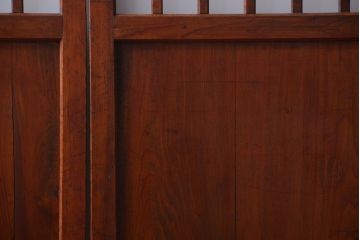 古民具・骨董　古い木製のすりガラス入り格子帯戸3枚セット(ガラス帯戸)