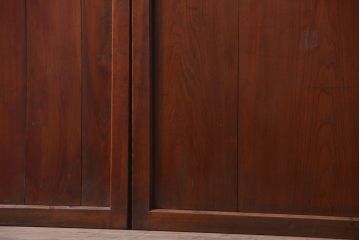 古民具・骨董　古い木製のすりガラス入り格子帯戸3枚セット(ガラス帯戸)