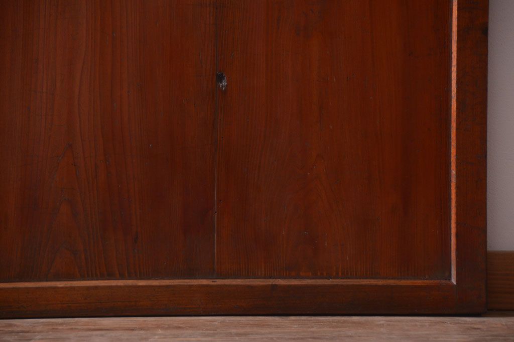 古民具・骨董　古い木製のすりガラス入り格子帯戸3枚セット(ガラス帯戸)