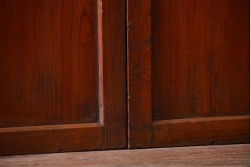 古民具・骨董　古い木製のすりガラス入り格子帯戸3枚セット(ガラス帯戸)