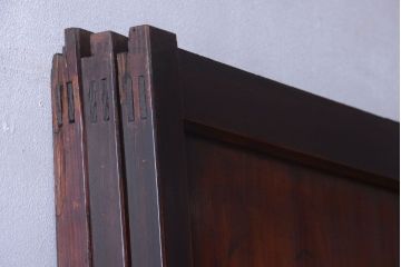 古民具・骨董　古い木製のすりガラス入り格子帯戸3枚セット(ガラス帯戸)