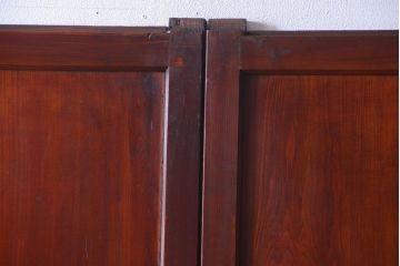 古民具・骨董　古い木製のすりガラス入り格子帯戸3枚セット(ガラス帯戸)