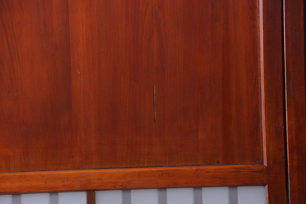 古民具・骨董　古い木製のすりガラス入り格子帯戸3枚セット(ガラス帯戸)