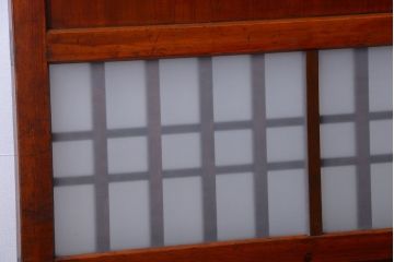 古民具・骨董　古い木製のすりガラス入り格子帯戸3枚セット(ガラス帯戸)