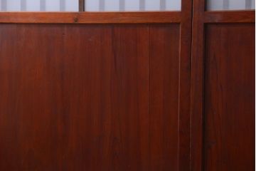 古民具・骨董　古い木製のすりガラス入り格子帯戸3枚セット(ガラス帯戸)