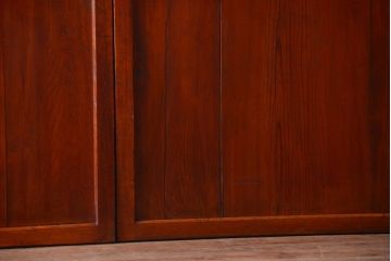 古民具・骨董　古い木製のすりガラス入り格子帯戸3枚セット(ガラス帯戸)