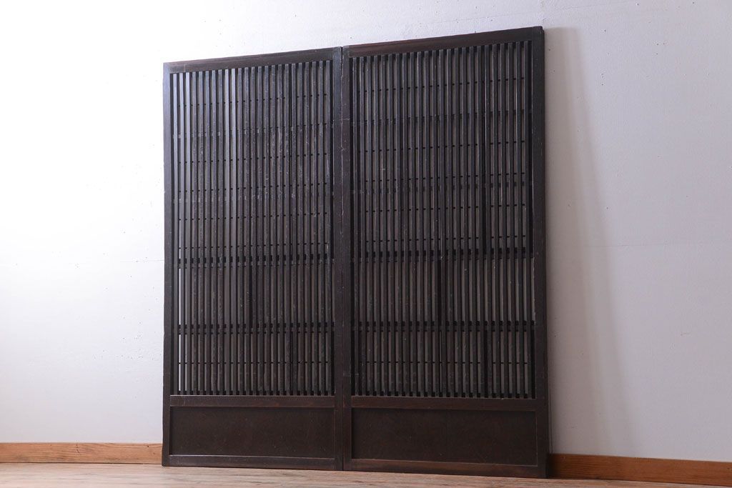 古民具・骨董　明治〜大正期　モダンなアンティーク格子戸2枚セット