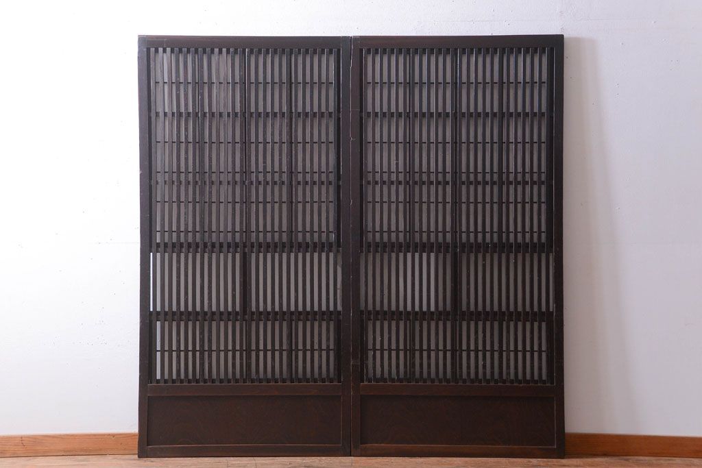 古民具・骨董　明治〜大正期　モダンなアンティーク格子戸2枚セット