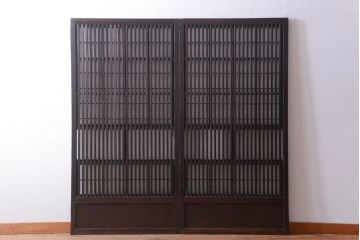 古民具・骨董　明治〜大正期　モダンなアンティーク格子戸2枚セット