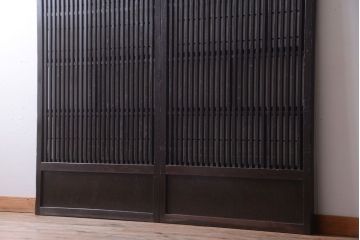 古民具・骨董　明治〜大正期　モダンなアンティーク格子戸2枚セット