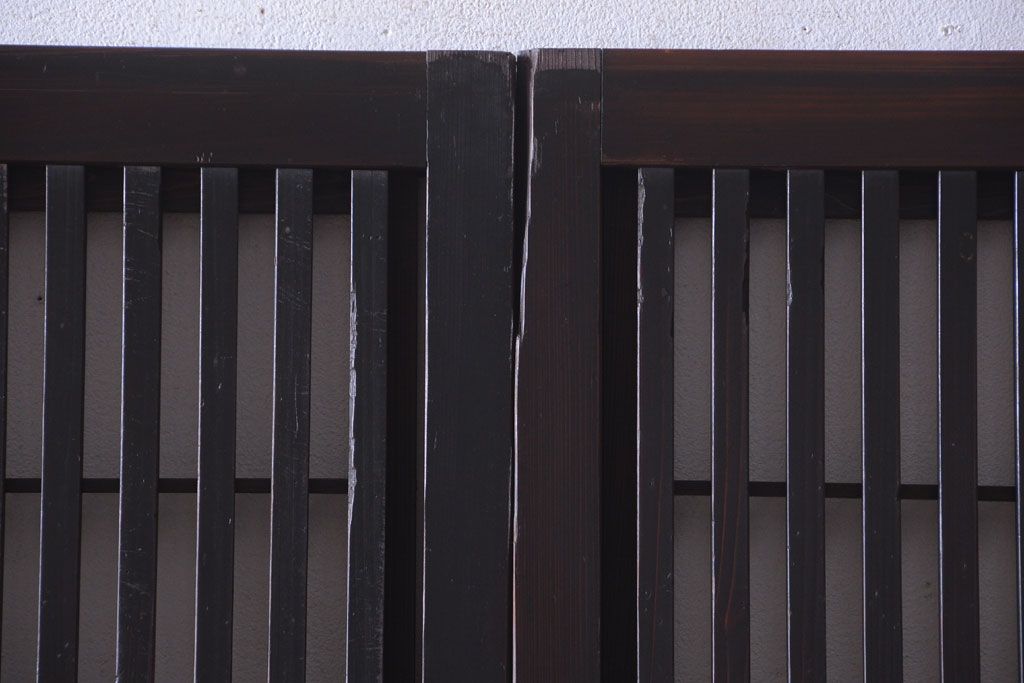 古民具・骨董　明治〜大正期　モダンなアンティーク格子戸2枚セット