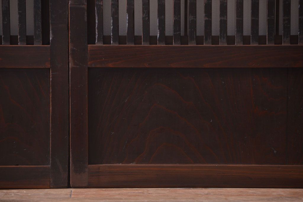 古民具・骨董　明治〜大正期　モダンなアンティーク格子戸2枚セット