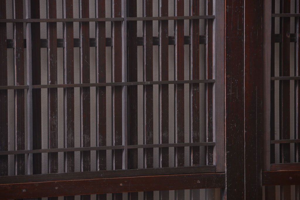 古民具・骨董　明治〜大正期　モダンなアンティーク格子戸2枚セット