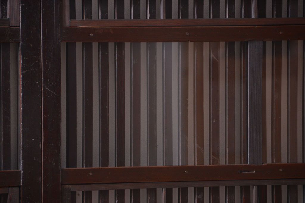 古民具・骨董　明治〜大正期　モダンなアンティーク格子戸2枚セット