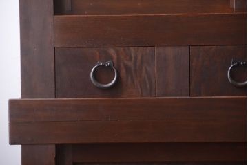 アンティーク家具　古民具・骨董　横桟引き戸の変わり型六尺重ね水屋箪笥