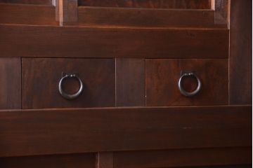 アンティーク家具　古民具・骨董　横桟引き戸の変わり型六尺重ね水屋箪笥