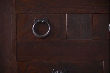 アンティーク家具　古民具・骨董　横桟引き戸の変わり型六尺重ね水屋箪笥