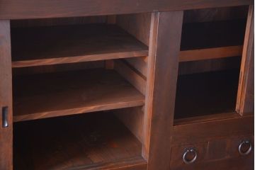 アンティーク家具　古民具・骨董　横桟引き戸の変わり型六尺重ね水屋箪笥