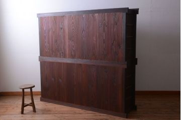 アンティーク家具　古民具・骨董　横桟引き戸の変わり型六尺重ね水屋箪笥