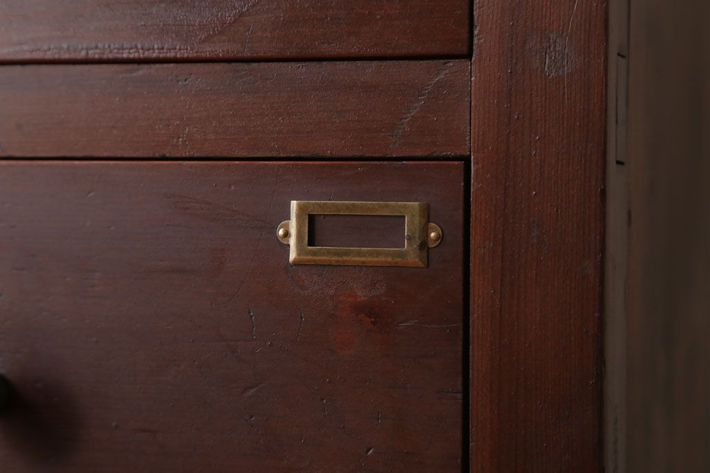 アンティーク家具　アンティーク　ネームプレート付き!古い木製の17杯ドロワー(引き出し)