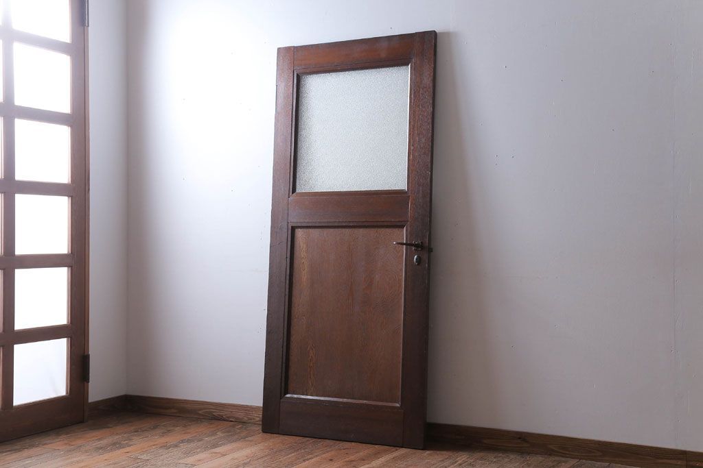 和製アンティーク　ダイヤガラス入り!レトロな木製ドア