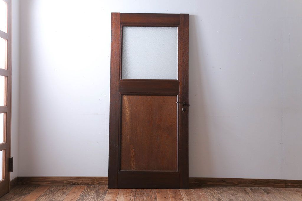 和製アンティーク　ダイヤガラス入り!レトロな木製ドア