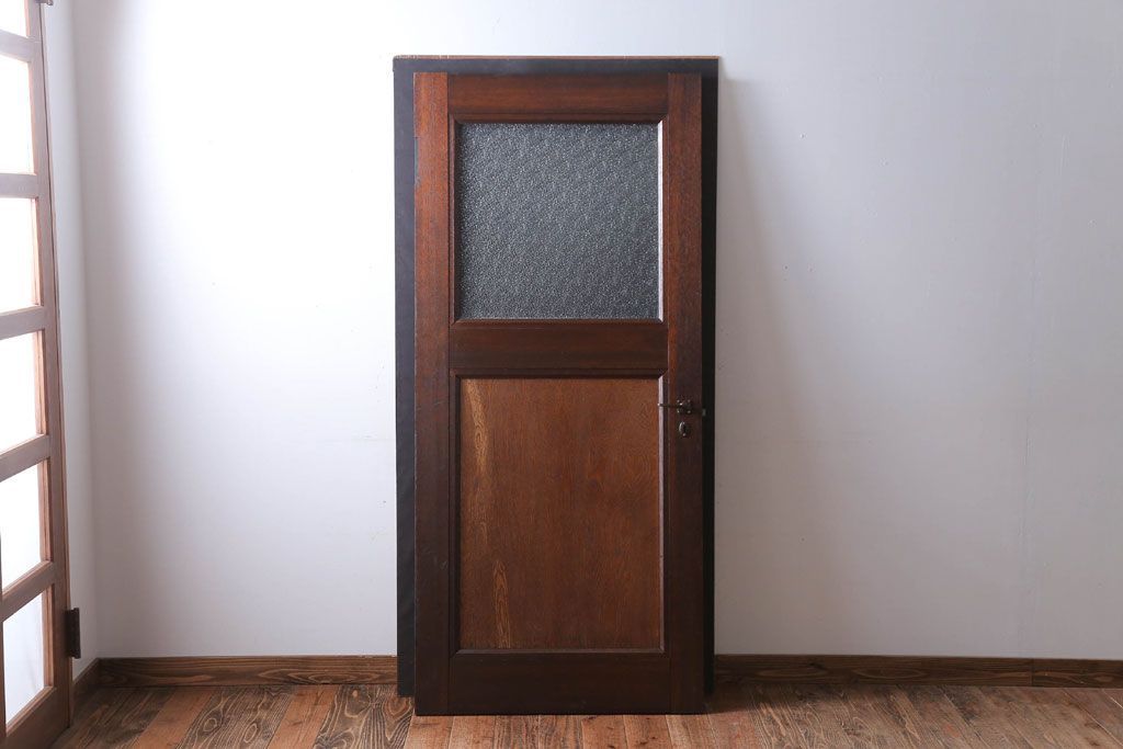 和製アンティーク　ダイヤガラス入り!レトロな木製ドア