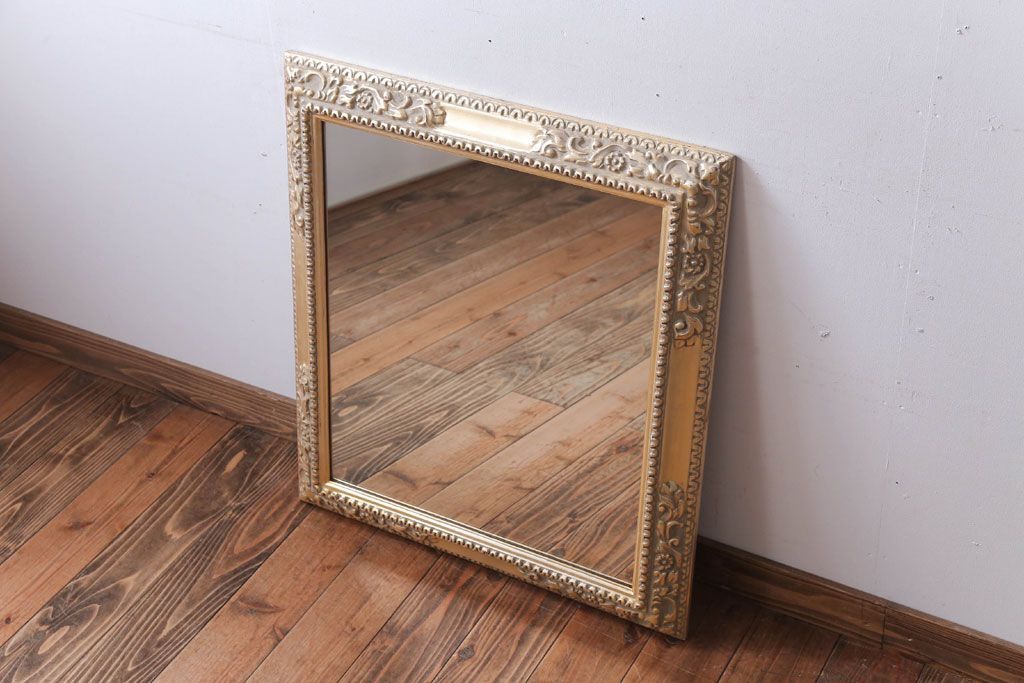 アンティーク雑貨　アンティーク調　上品な額付きミラー