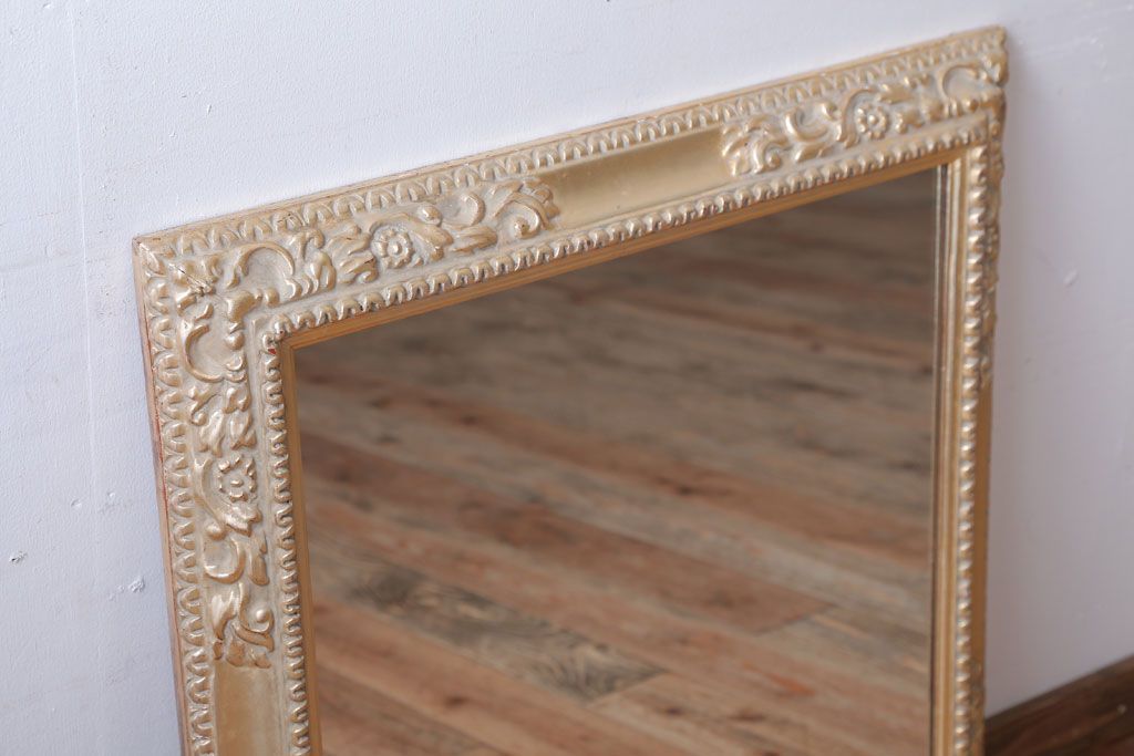 アンティーク雑貨　アンティーク調　上品な額付きミラー