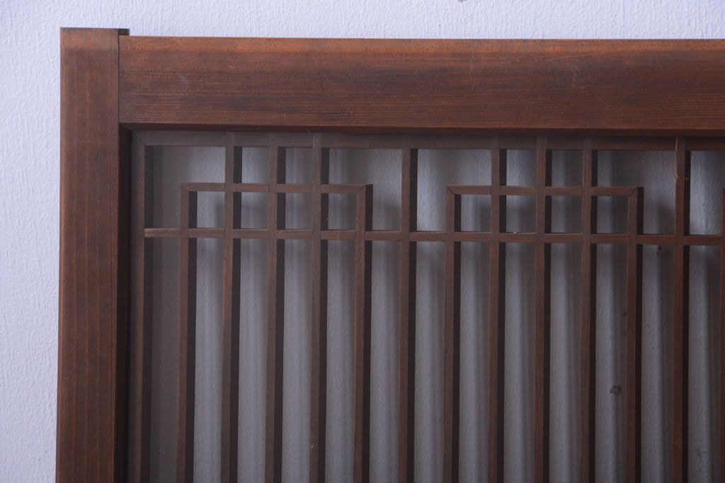 古民具・骨董　古い木製のガラス書院戸2枚セット