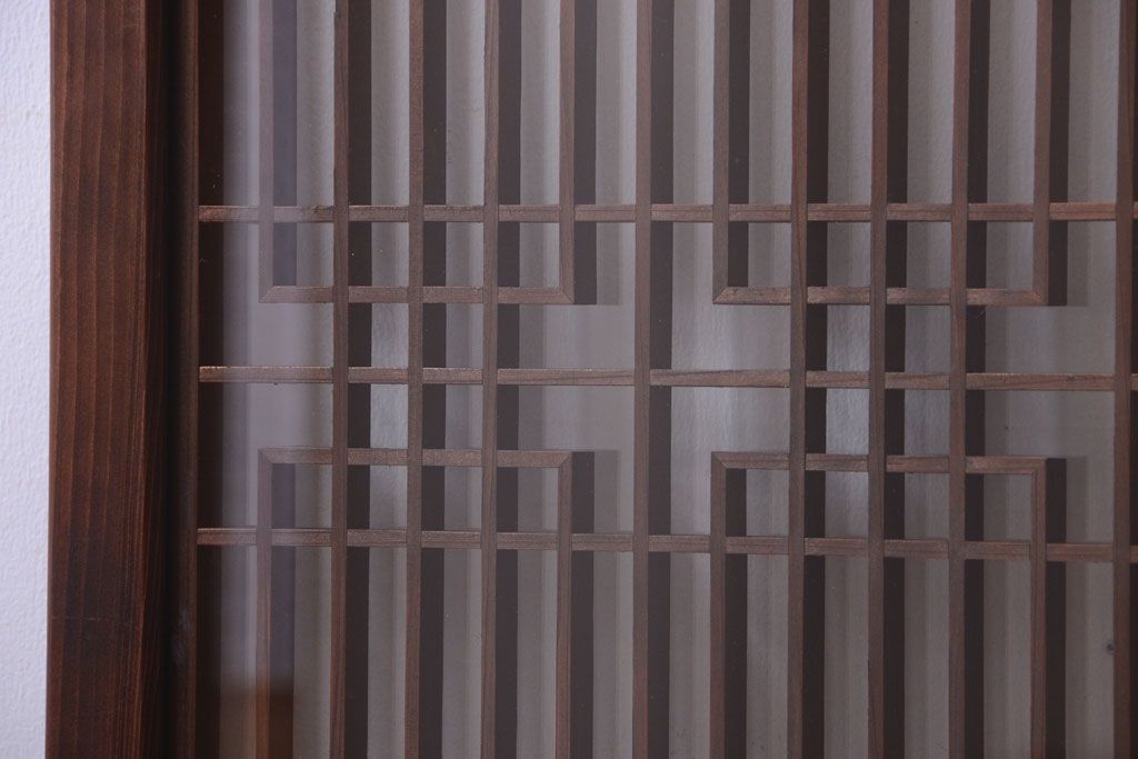 古民具・骨董　古い木製のガラス書院戸2枚セット