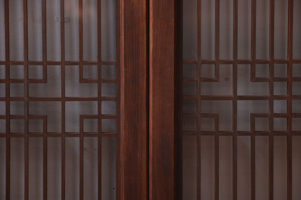 古民具・骨董　古い木製のガラス書院戸2枚セット