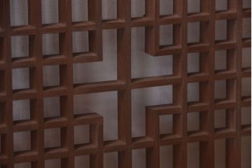 古民具・骨董　古い木製のガラス書院戸2枚セット