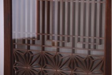 古民具・骨董　古い木製のガラス書院戸2枚セット