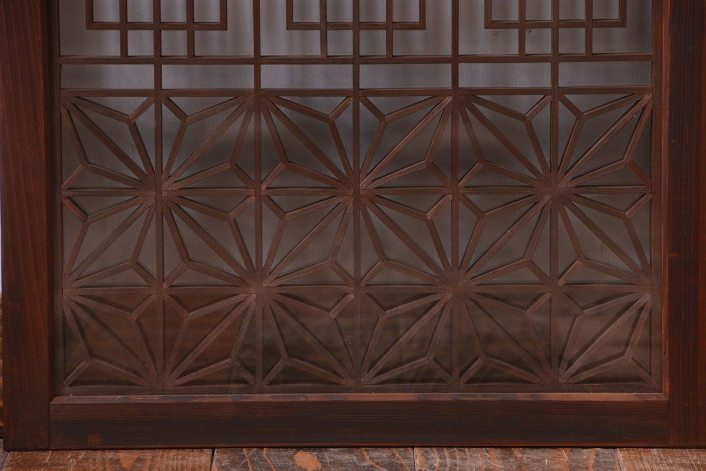 古民具・骨董　古い木製のガラス書院戸2枚セット