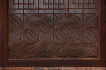 古民具・骨董　古い木製のガラス書院戸2枚セット