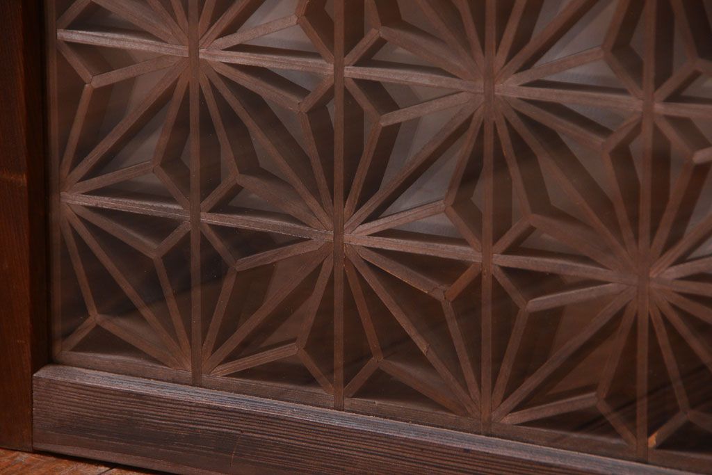 古民具・骨董　古い木製のガラス書院戸2枚セット