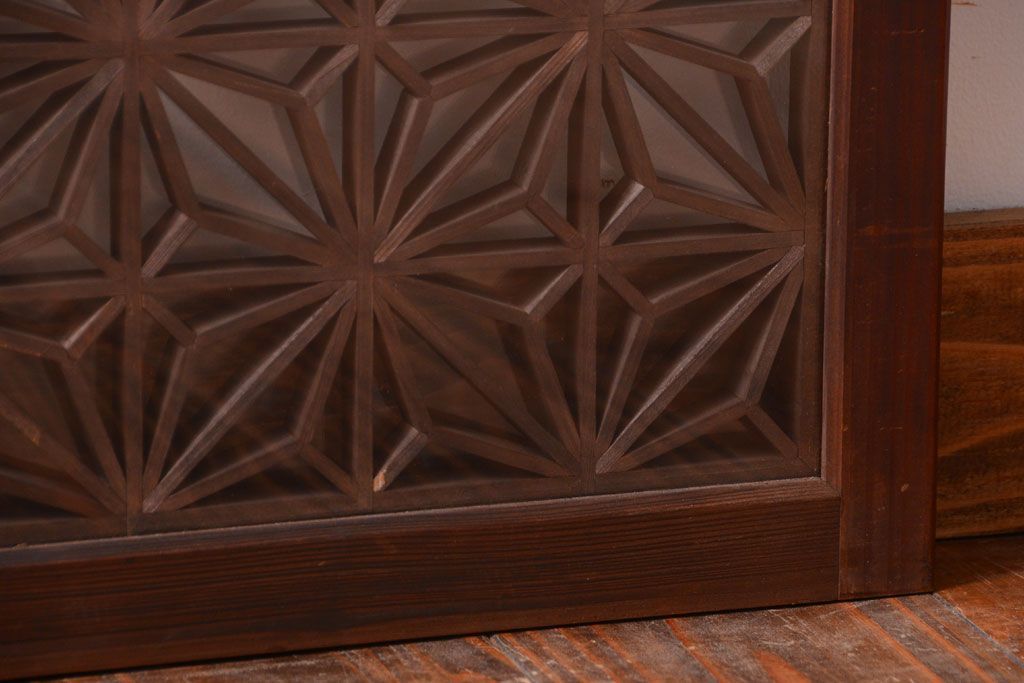 古民具・骨董　古い木製のガラス書院戸2枚セット