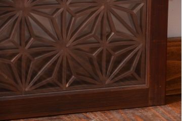 古民具・骨董　古い木製のガラス書院戸2枚セット